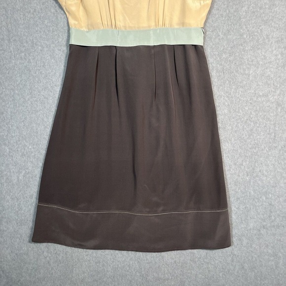 Anthropologie Diodore Dress Womens 12 Romantic Camel Silk Alpine Tie Back - Picture 3 of 16